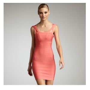 Herve Leger Bandage Dress in Coral (Size: Small)